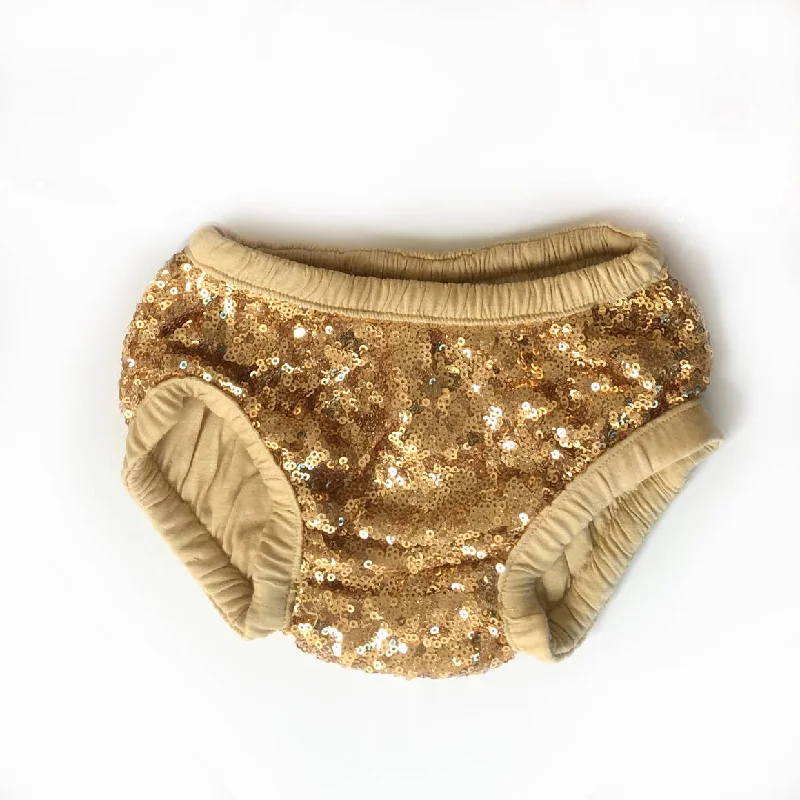 Gold Sequin Bloomers Formal Sequin Gown