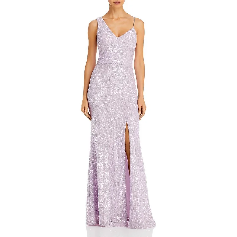 2 - aqua light purple sequin gown Backless Sequin Dress