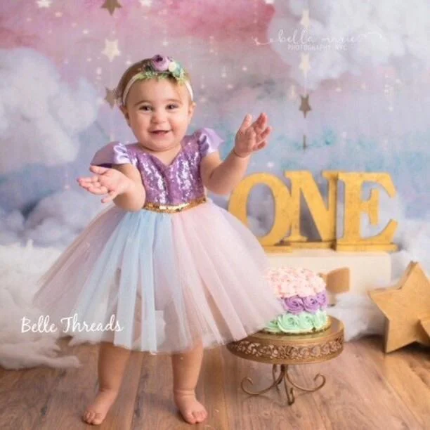 Belle Threads Sequin Unicorn Romper Shimmer Sequin Dress