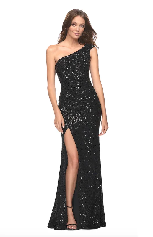 ssb black one shoulder sequin gown Sequin Dress Casual