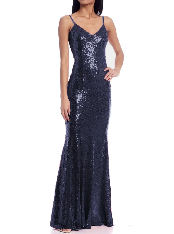 11 - b darlin navy sequined low back gown Sleek Sequin Dress