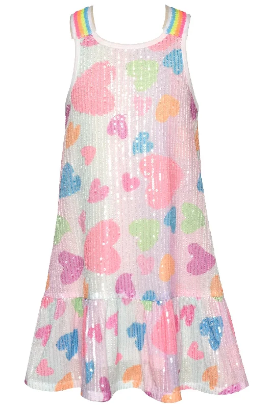 Heart Print Sequin Dress Sequin Shift Dress