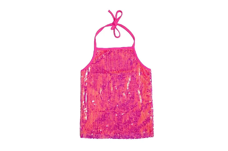 Pink Sequin Halter Top Lush Sequin Dress