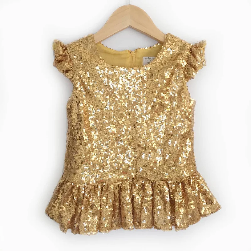 Gold Sequin Peplum Top Off-shoulder Sequin Dress