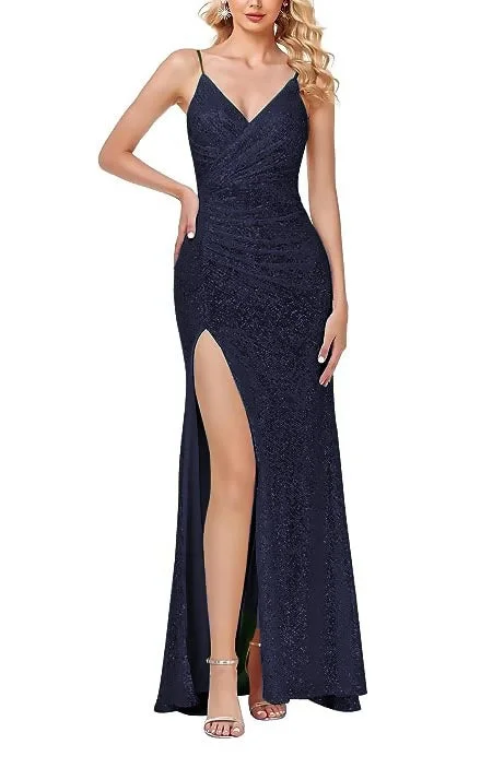 12 - ssb navy ruched sequin gown Sequin Maxi Dress