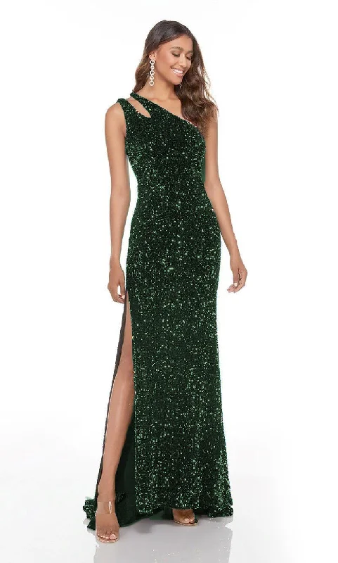 4 - ssb green sequin one shoulder cutout gown Sequin Dress Appeal