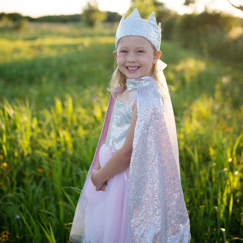 Silver Sequin Cape Sequin Backless Dress