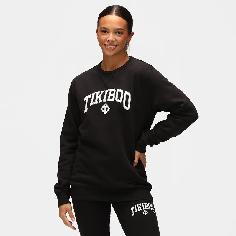 Black Athleisure Sweatshirt Warm Pullover Knit