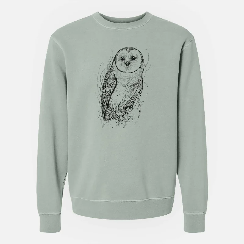 Barn Owl - Tyto alba - Unisex Pigment Dyed Crew Sweatshirt Basic Hoodie Sweatshirt Look