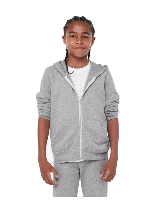 Bella + Canvas Youth Sponge Fleece Full-Zip Hooded Sweatshirt 3739Y Comfort Hoodie Sweatshirt