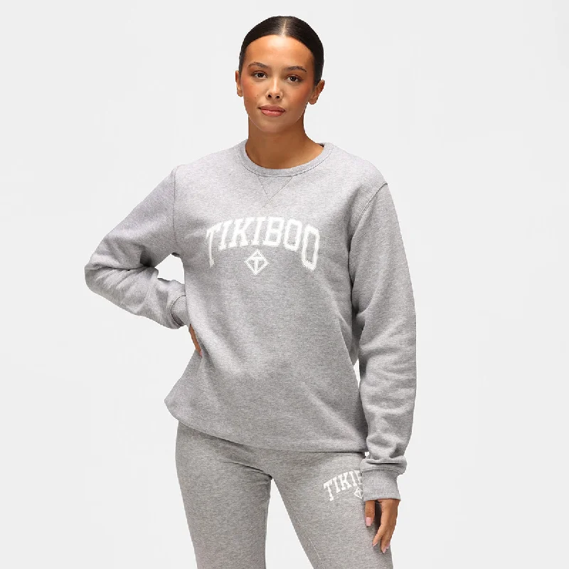 Grey Athleisure Sweatshirt Stylish Knit Pullover