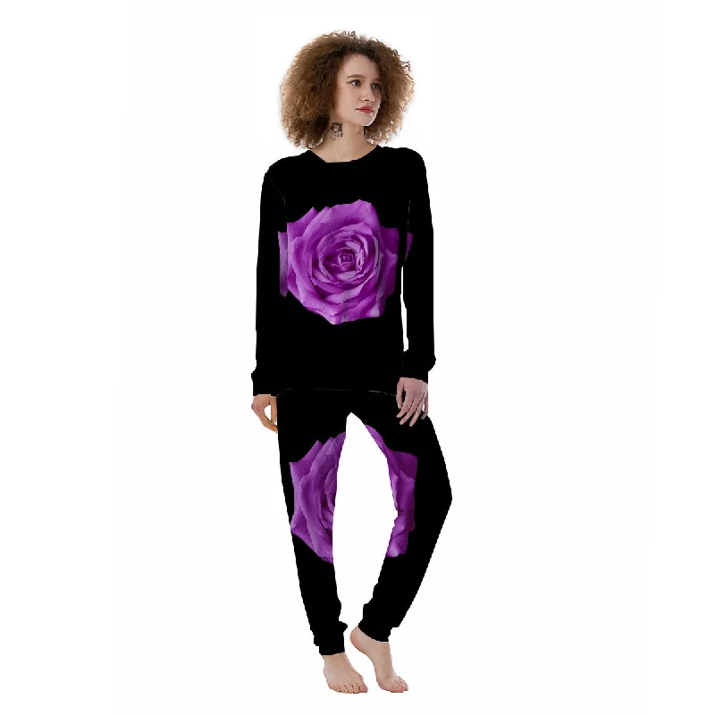 Rose Purple Dark Print Women's Pajamas High-end pajama sets