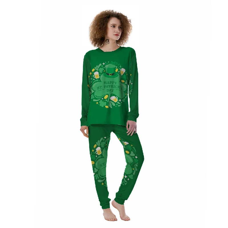 Saint Patrick's Day Green Irish Print Women's Pajamas Long sleeve pajama sets