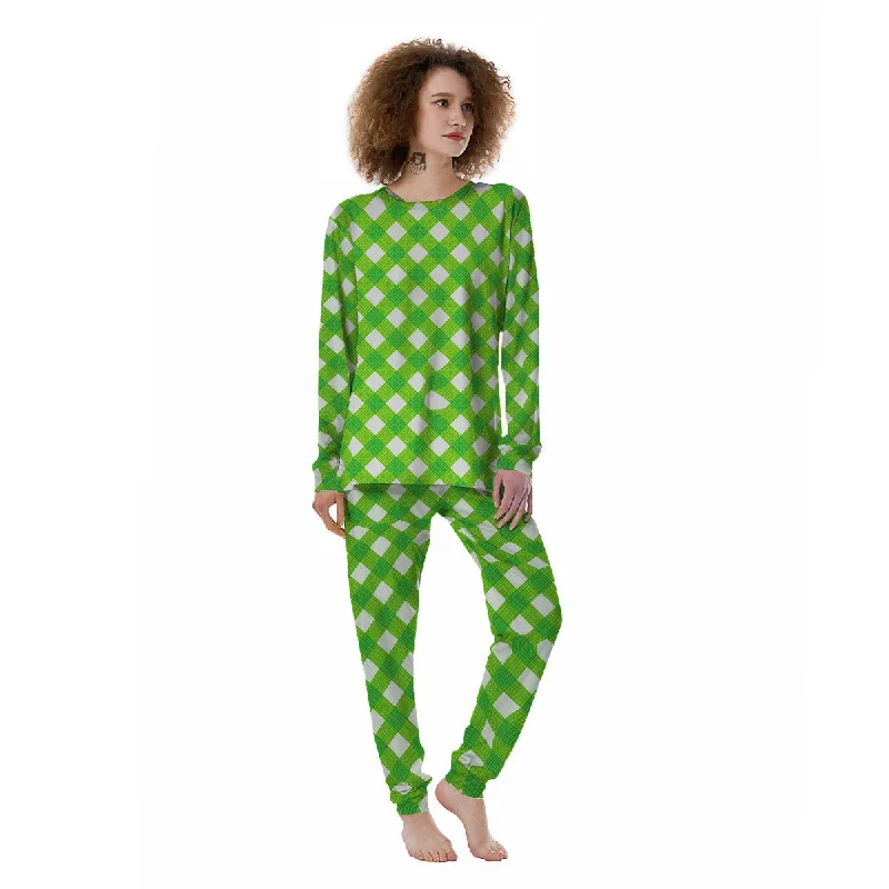 Saint Patrick's Day Green Plaid Print Women's Pajamas Classic pajama sets