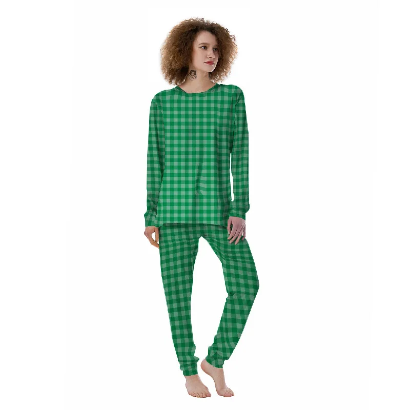 Saint Patrick's Day Green Tartan Print Women's Pajamas Cozy pajama sets