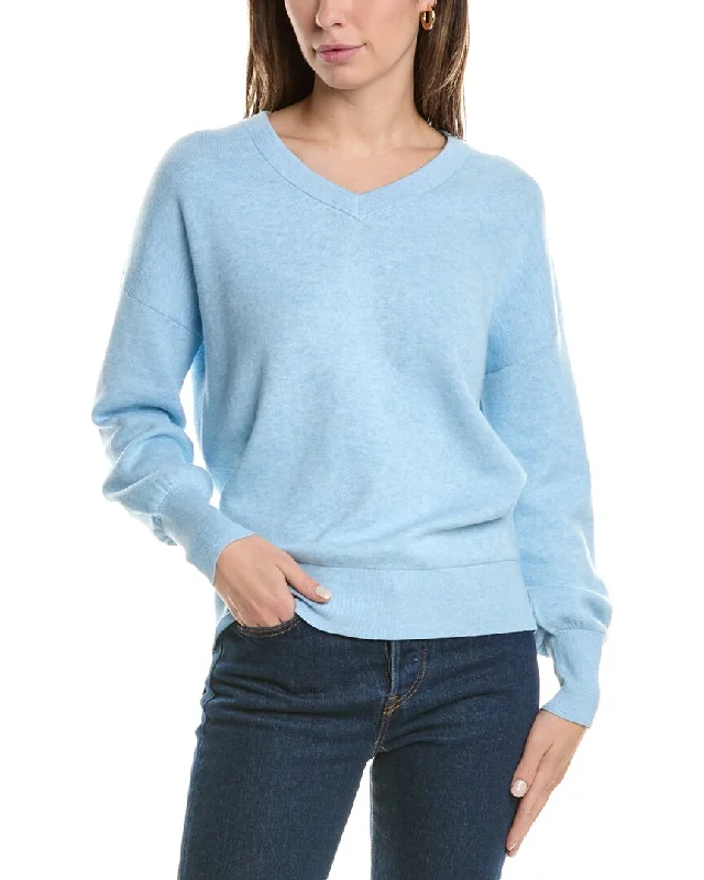 Forte Cashmere Gathered Sleeve Cashmere Sweater Best sweaters for work