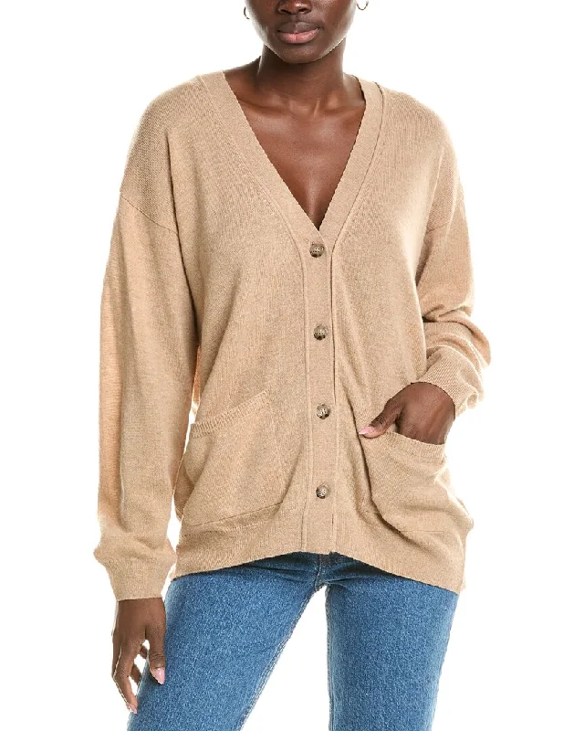 Brodie Cashmere Wool & Cashmere-Blend Roll Edge Luxe Cardigan Party sweaters