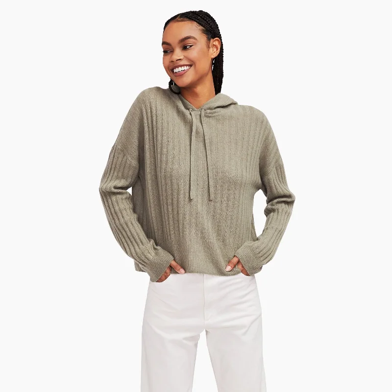 Cashmere Oversized Ribbed Hoodie Soft-touch sweaters