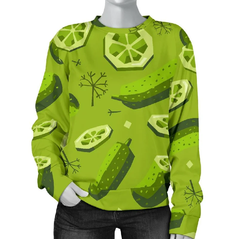 Cucumber Pickle Pattern Print Women's Sweatshirt Acrylic sweaters