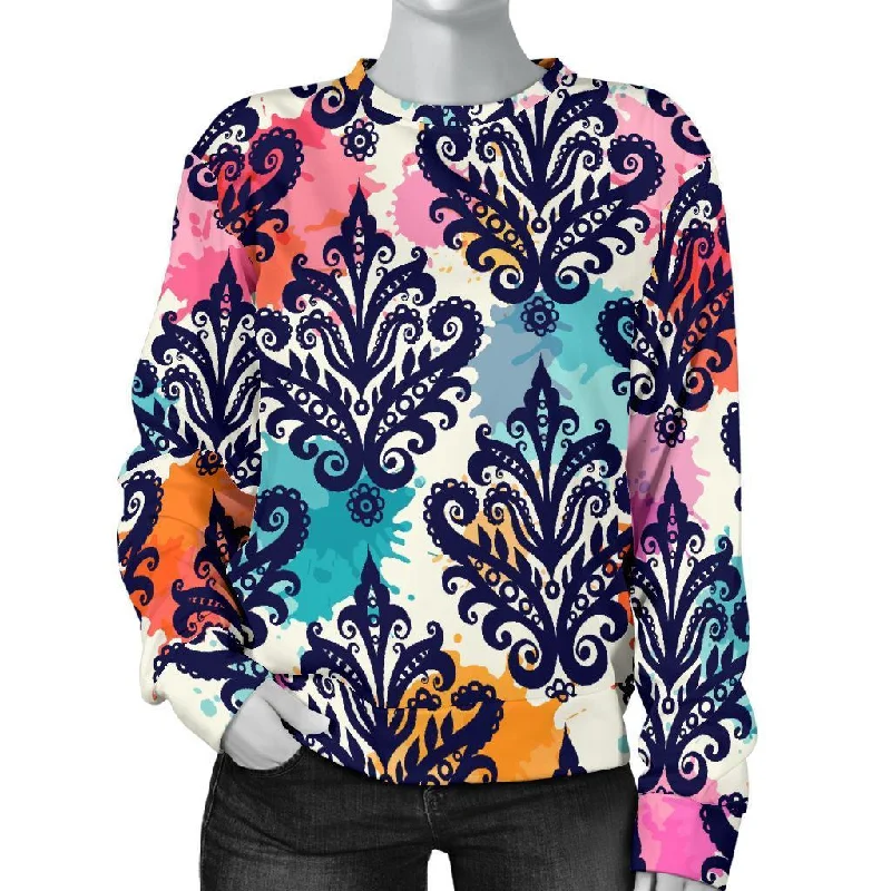 Damask Colorful Pattern Print Women's Sweatshirt Budget-friendly sweaters