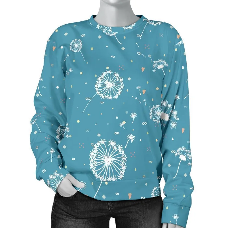 Dandelion Blue Pattern Print Women's Sweatshirt Discounted sweaters