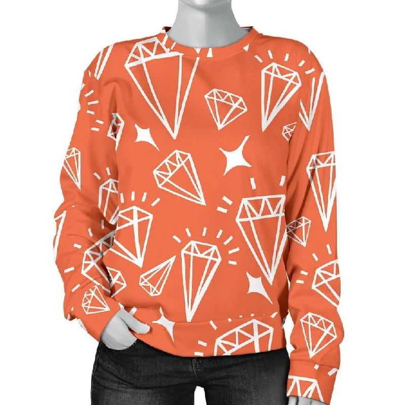 Diamond Orange Print Pattern Women's Sweatshirt Women's sweaters