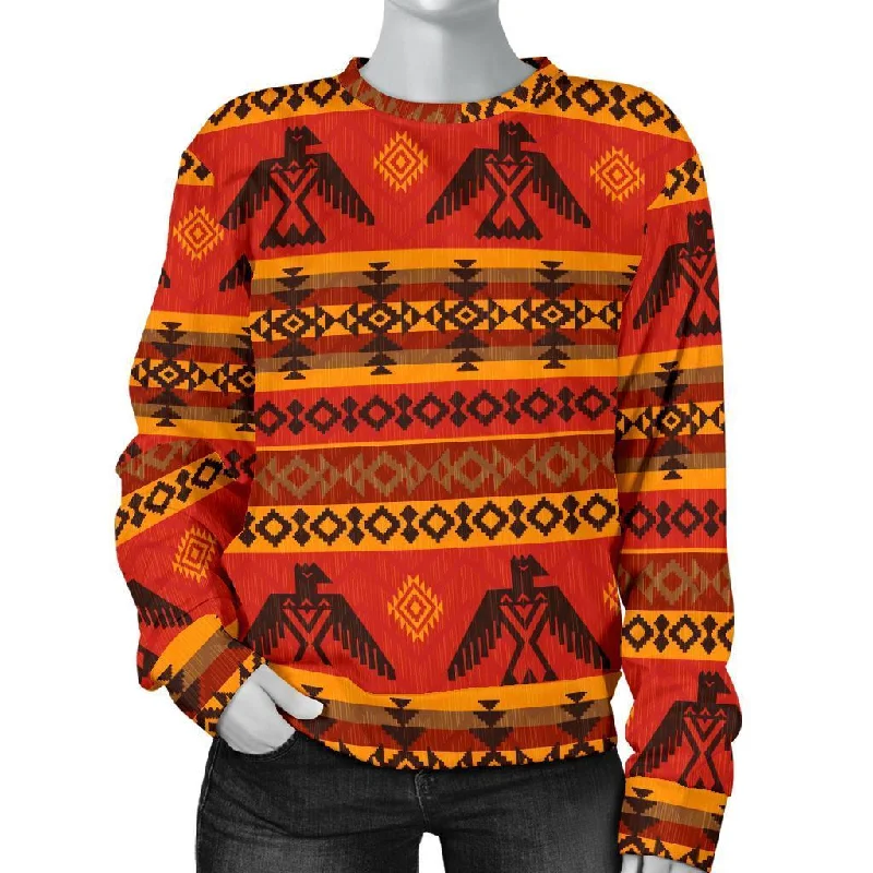 Eagle Native American Pattern Print Women's Sweatshirt Warmest sweaters for extreme cold