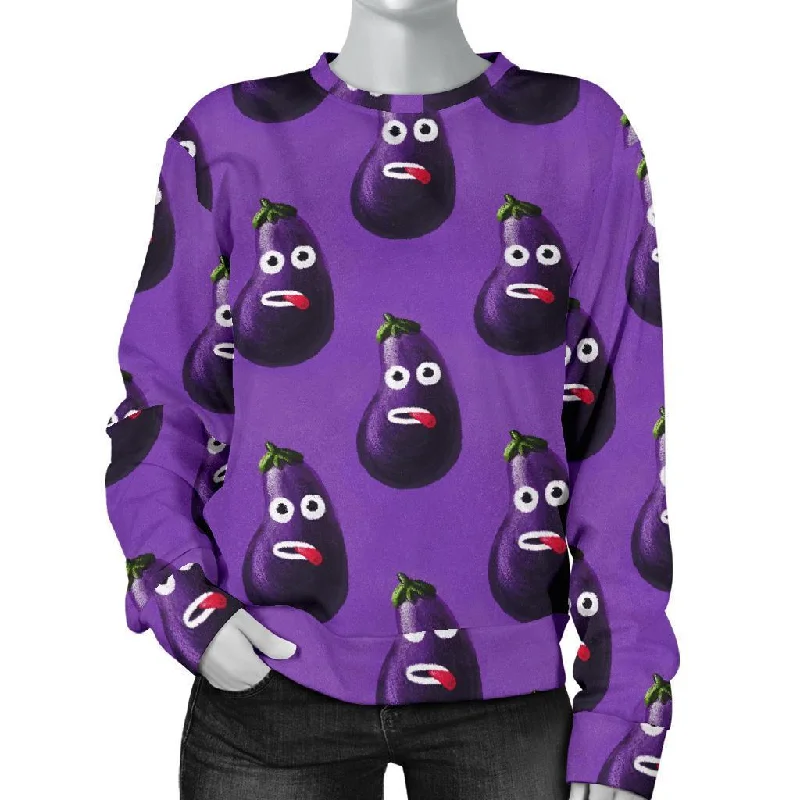 Eggplant Funny Pattern Print Women's Sweatshirt Expensive sweaters