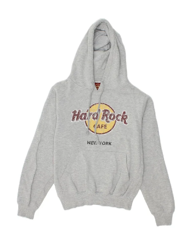 HARD ROCK CAFE Womens New York Graphic Hoodie Jumper UK 10 Small Grey Travel sweaters