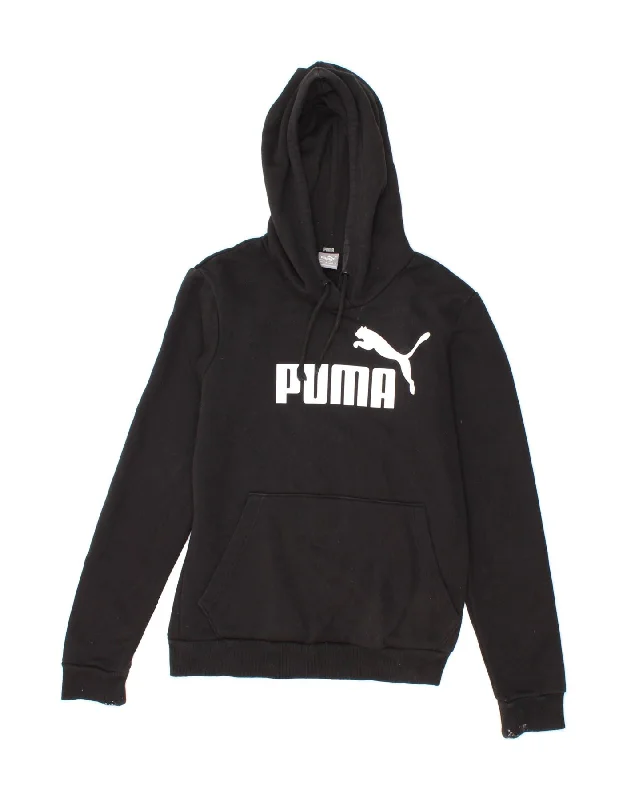 PUMA Womens Graphic Hoodie Jumper UK 10 Small Black Best sweaters for winter