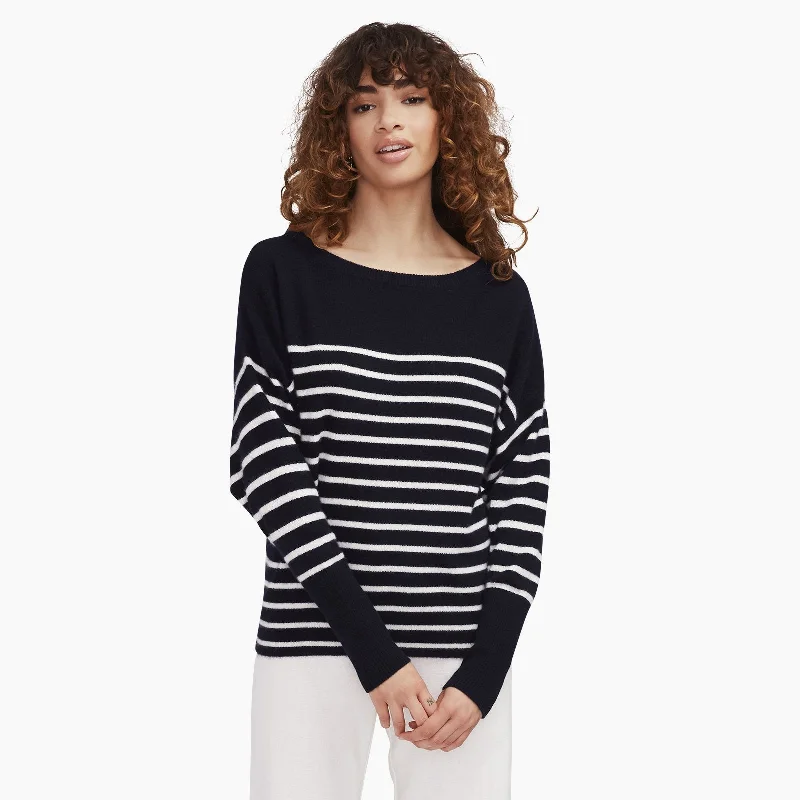 Striped Cashmere Oversized Boatneck Sweater Best sweaters for travel