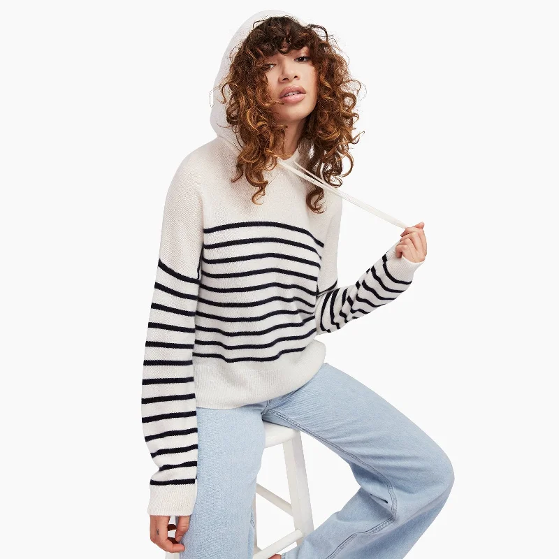 Striped Cashmere Oversized Hoodie Silk-blend sweaters