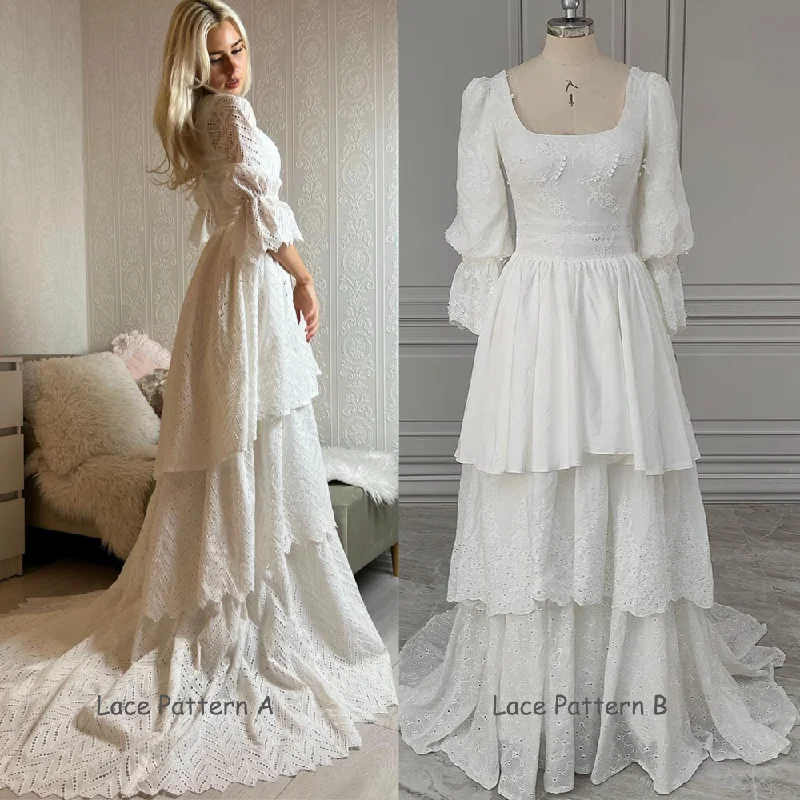 Bohemian A-Line Harmony Lace Wedding Dress