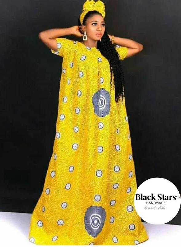 African Long Dress For Women| African Clothing| Ankara Maxi Dress| Dashiki Long Gown| Wedding Guest Clothing| Black Stars Handmade Knitted maxi dresses