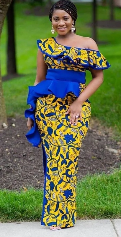 African Fabric Long Dress Y2K maxi dresses