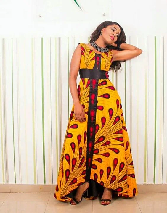 Yellow and red African Clothing for Women. Dashiki Long Dress. Women's Clothing. Maxi. Ankara. Kitenge PrettyLittleThing maxi dresses