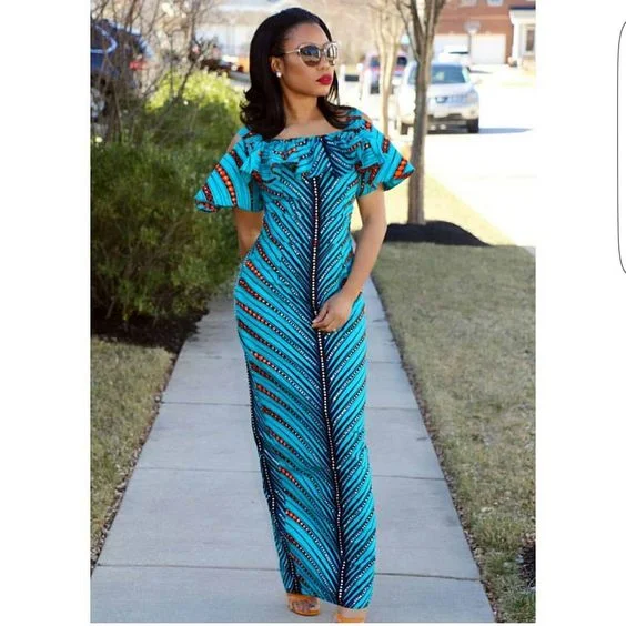 Teal Green African Clothing for Women. Dashiki Long Dress. Women's Clothing. Ankara. Kitenge Discounted maxi dresses