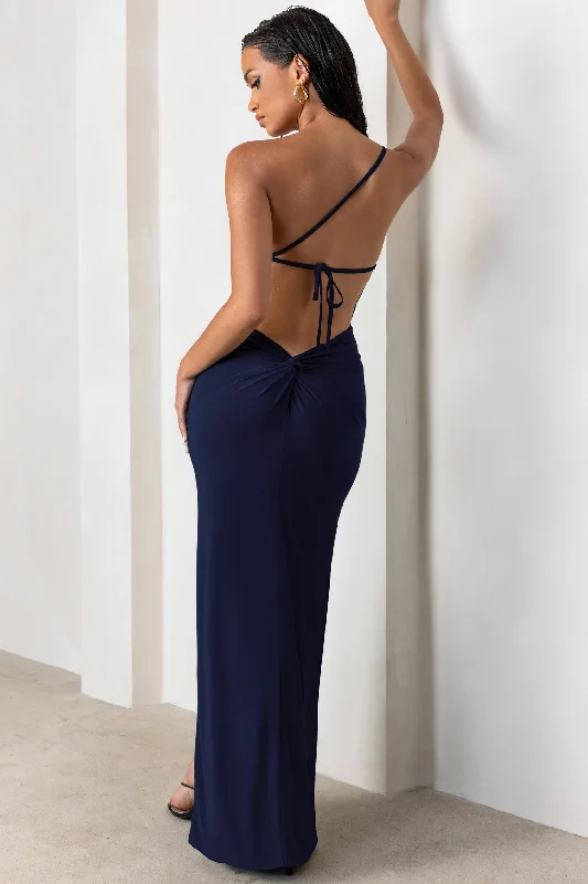 Dressing Up | Navy One Shoulder Maxi Dress With Open Back Detail Clubbing maxi dresses