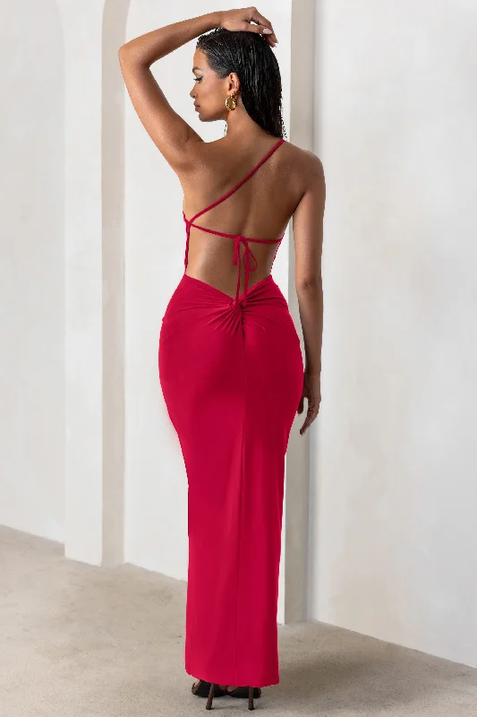 Dressing Up | Red One Shoulder Maxi Dress With Open Back Detail New Year's Eve maxi dresses