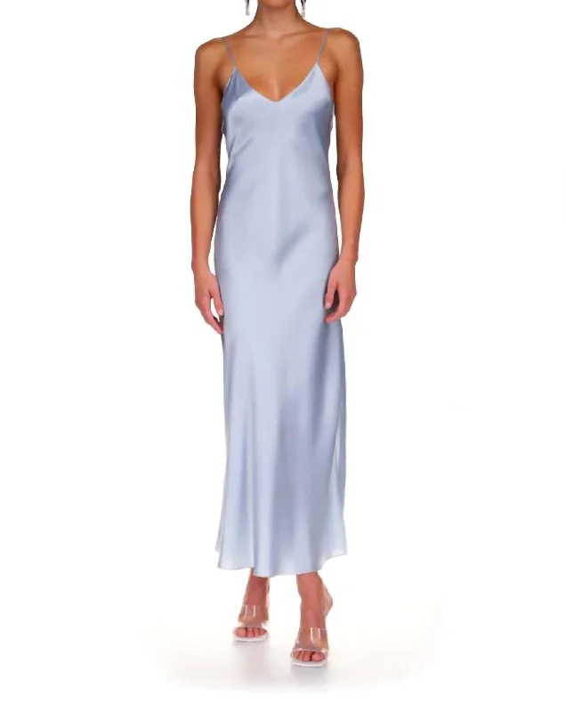 Maxi Bias Slip Dress In Blue Breeze Bold Maxi Skirt