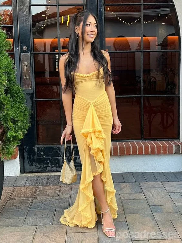 Sexy Yellow Mermaid Maxi Long Party Prom Dresses Ideas,Evening Gowns,13731 Button-up Maxi Skirt