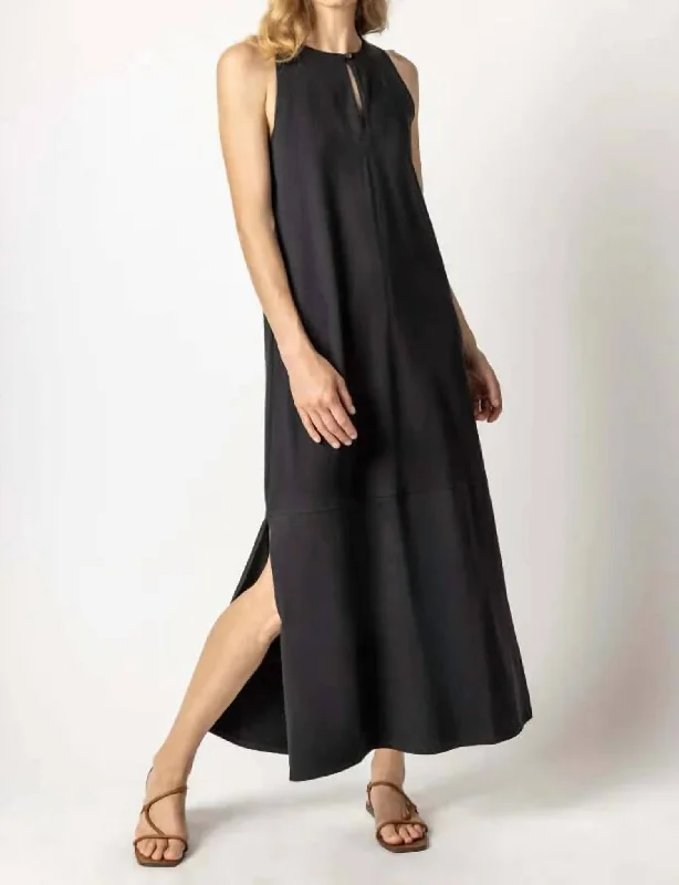 Sleeveless Keyhole Maxi Dress In Black Comfortable Maxi Skirt